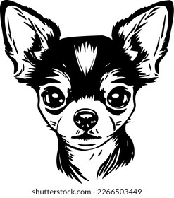 Chihuahua, dog head, vector illustration, black color, vector image