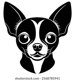 Chihuahua dog head vector silhouette art illustration