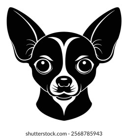 Chihuahua dog head vector silhouette art illustration