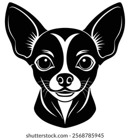 Chihuahua dog head vector silhouette art illustration