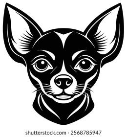 Chihuahua dog head vector silhouette art illustration