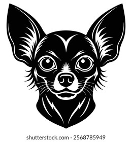 Chihuahua dog head vector silhouette art illustration