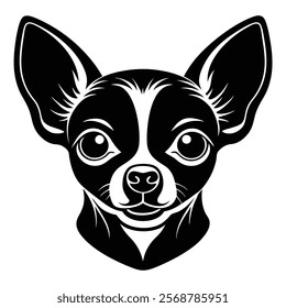 Chihuahua dog head vector silhouette art illustration