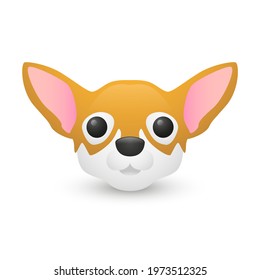 Chihuahua Dog Home Pet Animals Emoji Illustration Face Vector Design Art Doggy Breed Clip Art.
