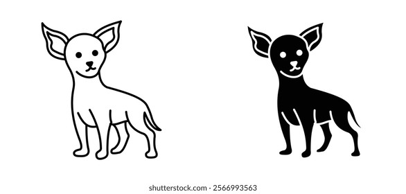 Chihuahua dog icons in outline and fill. vector illustration for ui.