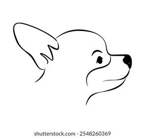 Chihuahua Hund Linie Kunst Illustration Kopf kurze eps Datei 