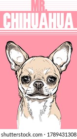 Chihuahua dog poster. Stylish image for printing on any surface