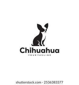 Chihuahua perro silueta logo sentado diseño de Ilustración vectorial