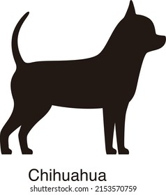 Chihuahua dog silhouette, side view, vector illustration