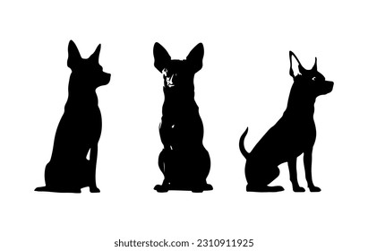 chihuahua dog Silhouette vector set