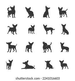 Chihuahua dog silhouettes, Chihuahua dog silhouette set