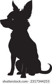 Chihuahua dog silhuette animal white background