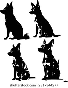Chihuahua dog silhuette animal white background