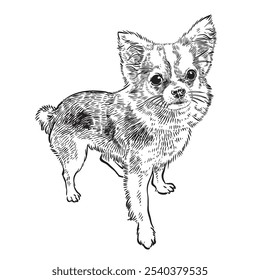 Esboço de cachorro Chihuahua desenhado na ilustração de vetor estilo doodle
