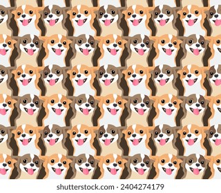 Chihuahua dog with tongue hanging out. Animal seamless pattern, background, print, vector illustration