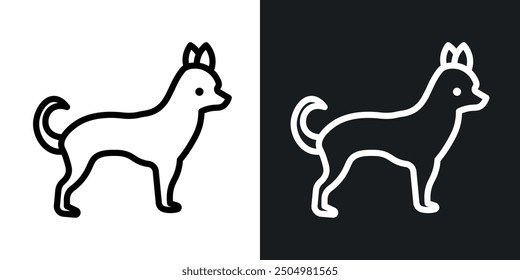 Chihuahua dog vector icon set black and white filled and outlined style.