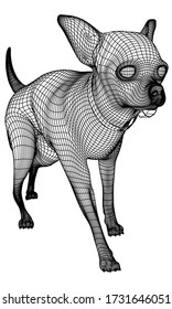 Chihuahua dog walking polygonal lines illustration. Abstract vector dog on the white background