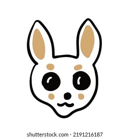 Chihuahua doodle caricature face. Cute hand drawn dog breed head vector illustration in cartoon line art style. Adorable kids t shirt print veterinary logo pet shop sign label emblem symbol