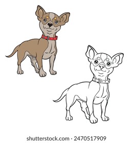 Chihuahua Vektorillustrationen zeichnen. Einfaches Design Umrissstil. Einfach zu bearbeiten.