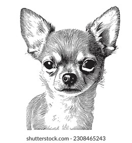 Chihuahua face sketch hand drawn in doodle style illustration