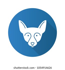 Chihuahua flat design long shadow glyph icon. Chi. Toy dog breed. Vector silhouette illustration