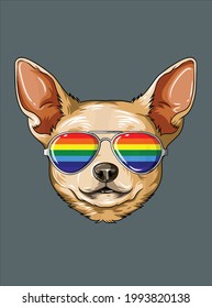 Bandera del Orgullo Gay Chihuahua Lgbt Gafas de sol Arcoiris Chihuahua diseño ilustración vectorial para uso en diseño e impresión de carteles