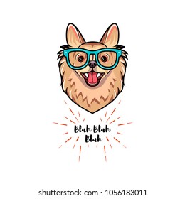 Chihuahua geek. Smart glasses. Clever dog. Dog breed Vector illustration