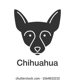 Chihuahua glyph icon. Chi. Toy dog breed. Silhouette symbol. Negative space. Vector isolated illustration