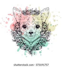 Chihuahua graphic dog, abstract vector illustration. It may be used for design of a t-shirt, bag, postcard, a poster, phone case and so on. 