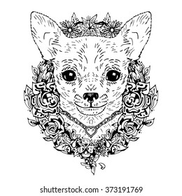 Chihuahua graphic dog, abstract vector illustration. It may be used for design of a t-shirt, bag, postcard, a poster, phone case and so on. 