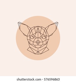 Chihuahua head. Geometric triangular trendy stile. Vector illustration.