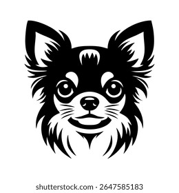 Chihuahua logo vector black and white with feathers blooming