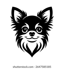 Chihuahua logo vector black and white with feathers blooming