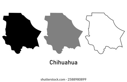 chihuahua map Mexico state. map in various style outline, black, and gray