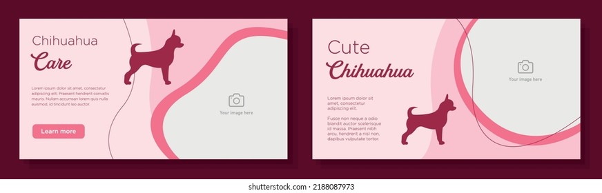 Chihuahua Online Banner Template Set, Dog Care Advertisement Sign, Pet Shop Horizontal Ad, Domestic Animal Store Content Marketing Post, Cute Creative Brochure, Isolated On Background.