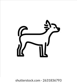 Ícone do contorno de Chihuahua. ilustração da linha preta da raça do cão.