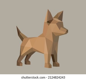 Chihuahua pet brown low poly