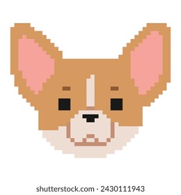 Chihuahua Pixel 1 cute on a white background, vector illustration.
