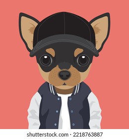 Chihuahua Puppy Baseball player vector illustration