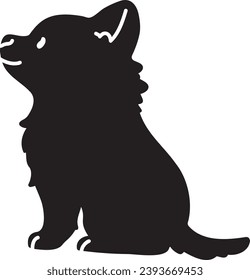 Chihuahua puppy sitting side silhouette with details