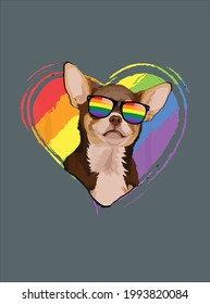 Chihuahua Rainbow Heart Gay Pride Lgbt T Dog Lover Gift design vector illustration for use in design and print poster canvas