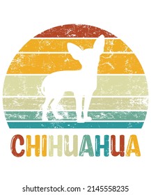 Chihuahua Retro Vintage Sunset T-shirt Design template, Chihuahua on Board, Car Window Sticker, POD, cover, Isolated white background, White Dog Silhouette Gift for Chihuahua Lover