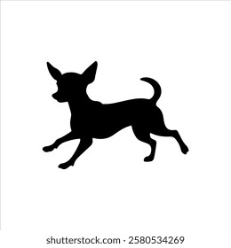 Chihuahua running silhouette vector flat illustration design on white background.