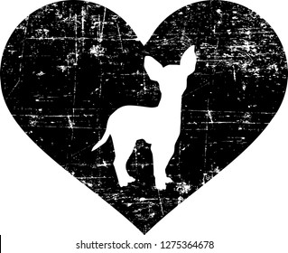 Chihuahua silhouette in black heart