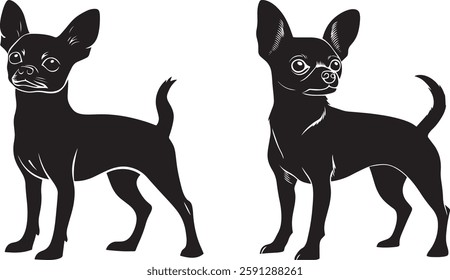 Chihuahua Silhouette Vector Illustration, Isolated on White