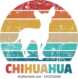 Chihuahua silhouette vintage and retro