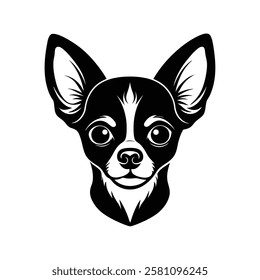 Chihuahua small dog head silhouette vector