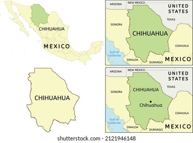 Chihuahua state location on map of Mexico