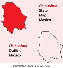 Chihuahua state map of Mexico