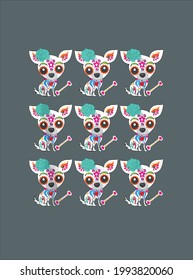 Chihuahua Sugar Skull Pattern Tank Top design vector illustration for use in design and print poster canvas
